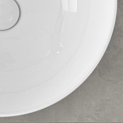 Lavamani da appoggio a bacinella 40 cm in ceramica bianco lucido