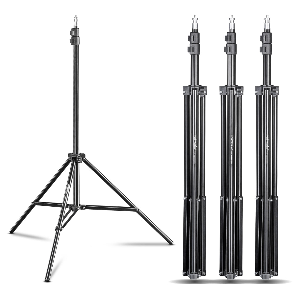 WT-803 Stativo per luci con adattatore Set di 4 - Treppiede in alluminio per studio foto, altezza max 208 cm portata max 3,5 kg per flash softbox