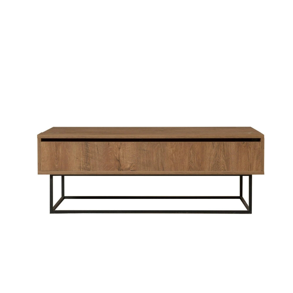 Tavolino da salotto Barghe, Tavolo basso da caffè, Portariviste per divano, Ripiano da soggiorno, 120x60h43 cm, Noce e Nero