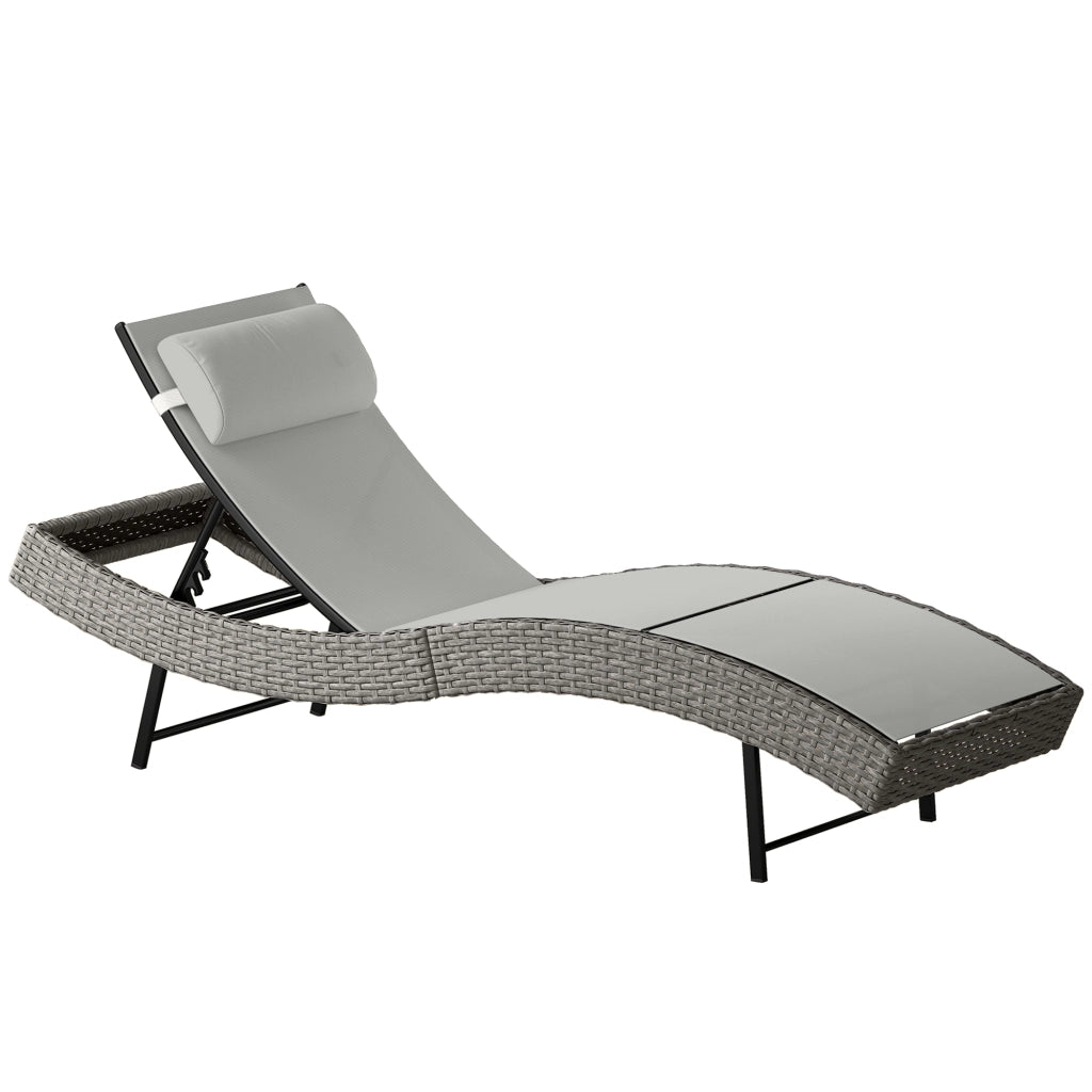 Poltrona sdraio giardino reclinabile 5 posizioni ¨C Xylo ¨C resina intrecciata grigio 198x61x44