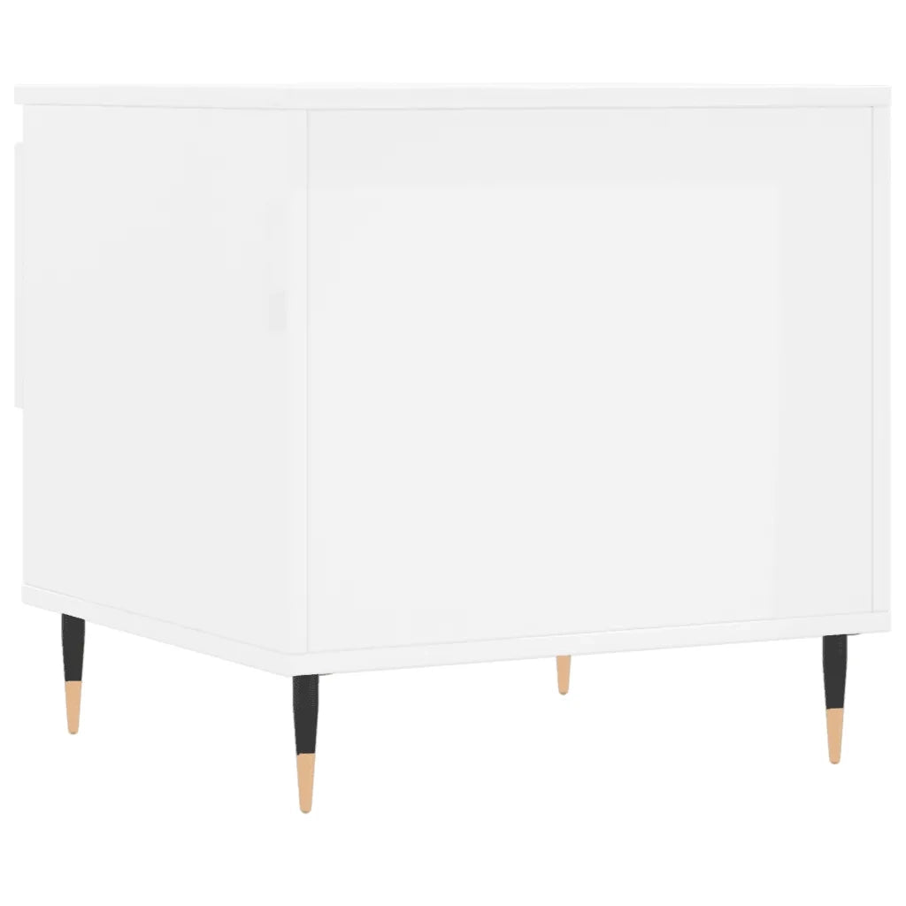 2 pz Tavolini salotto | Tavolino da caff¨¨ | Tavolino da Soggiorno Bianco Lucido 50x46x50cm Legno Multistrato