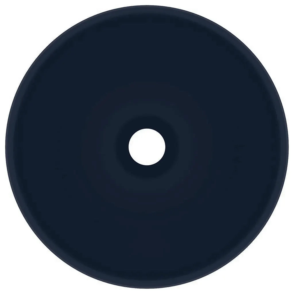 Lavandino Lusso Rotondo Blu Scuro Opaco 32,5x14 cm in Ceramica