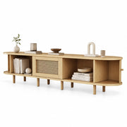Mobile TV con 2 ante scorrevoli e 1 cassetto - per soggiorno - MDF - 180×40×40 cm - naturale