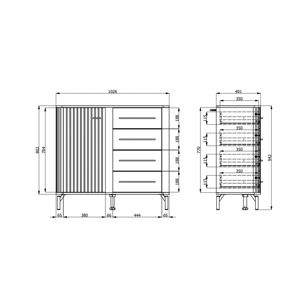 Madia Carmel, Credenza 2 Ripiani, 103x40x94h cm Marrone Rovere Nodi