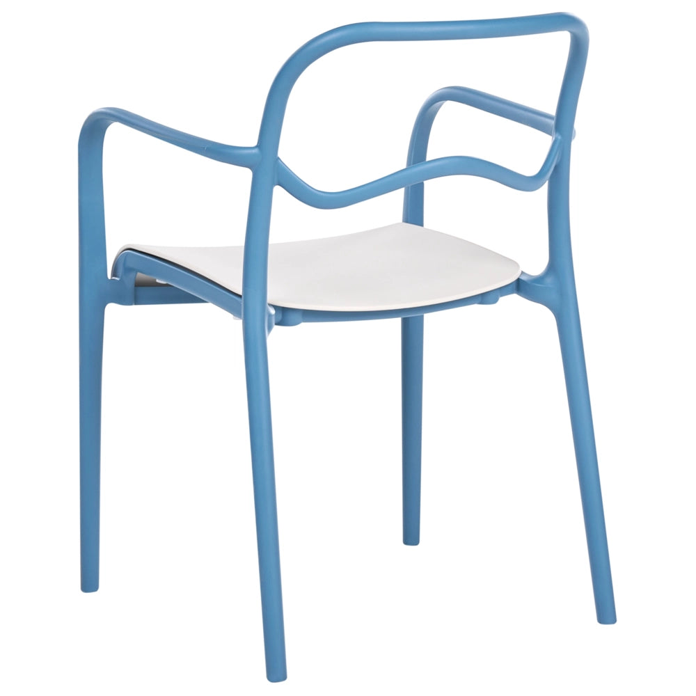 Set di 2 sedie da giardino impilabili in plastica blu e beige stile retrò per tutte le stagioni