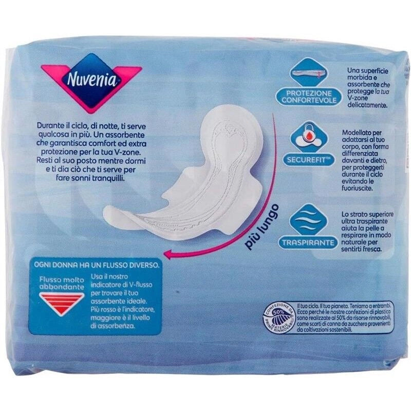 NUVENIA ASSORBENTI NOTTE CON ALI DA 10 PEZZI COMFORT E PROTEZIONE FLUSSO MOLTO ABBONDANTE
