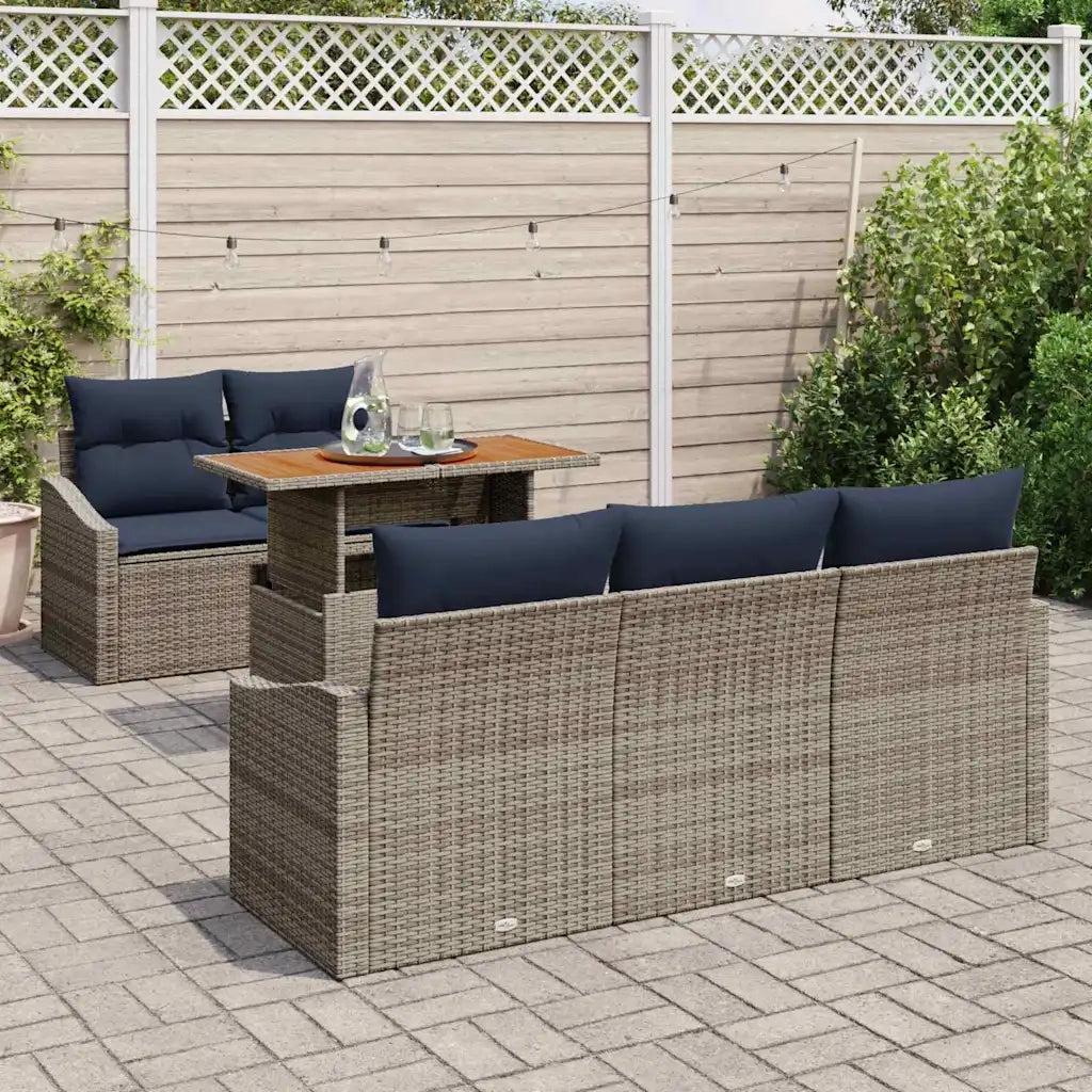 Set Divano da Giardino 6 pcs Grigio Poly Rattan 3358516