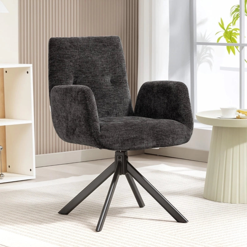 POLTRONA Girevole 60x61x88 cm Nero in Poliestere