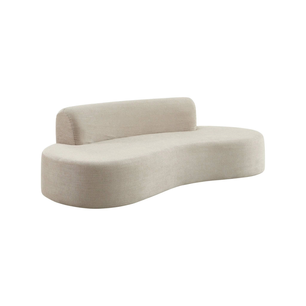Divano a virgola in tessuto ciniglia, 3 posti, beige