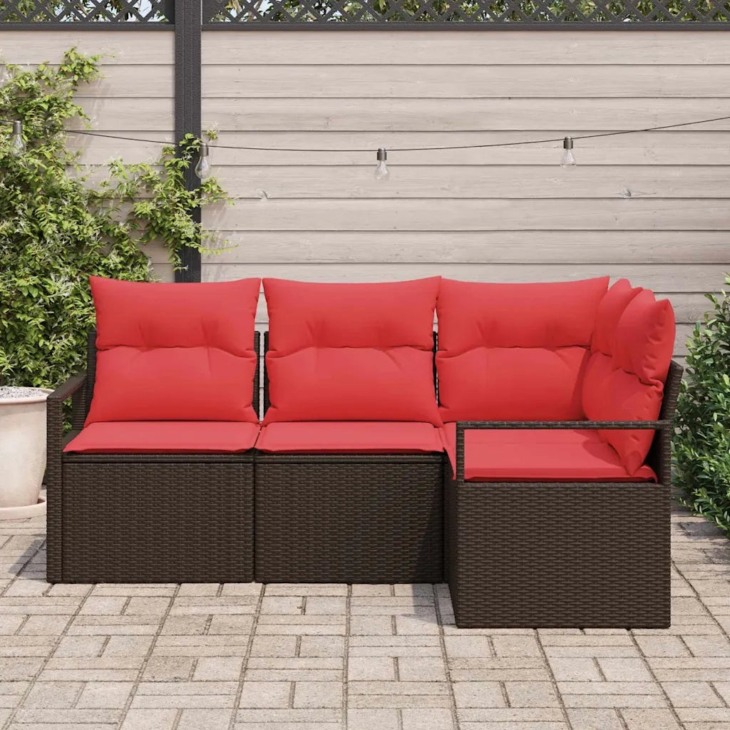 Set di divani 4 pcs Marrone polyrattan