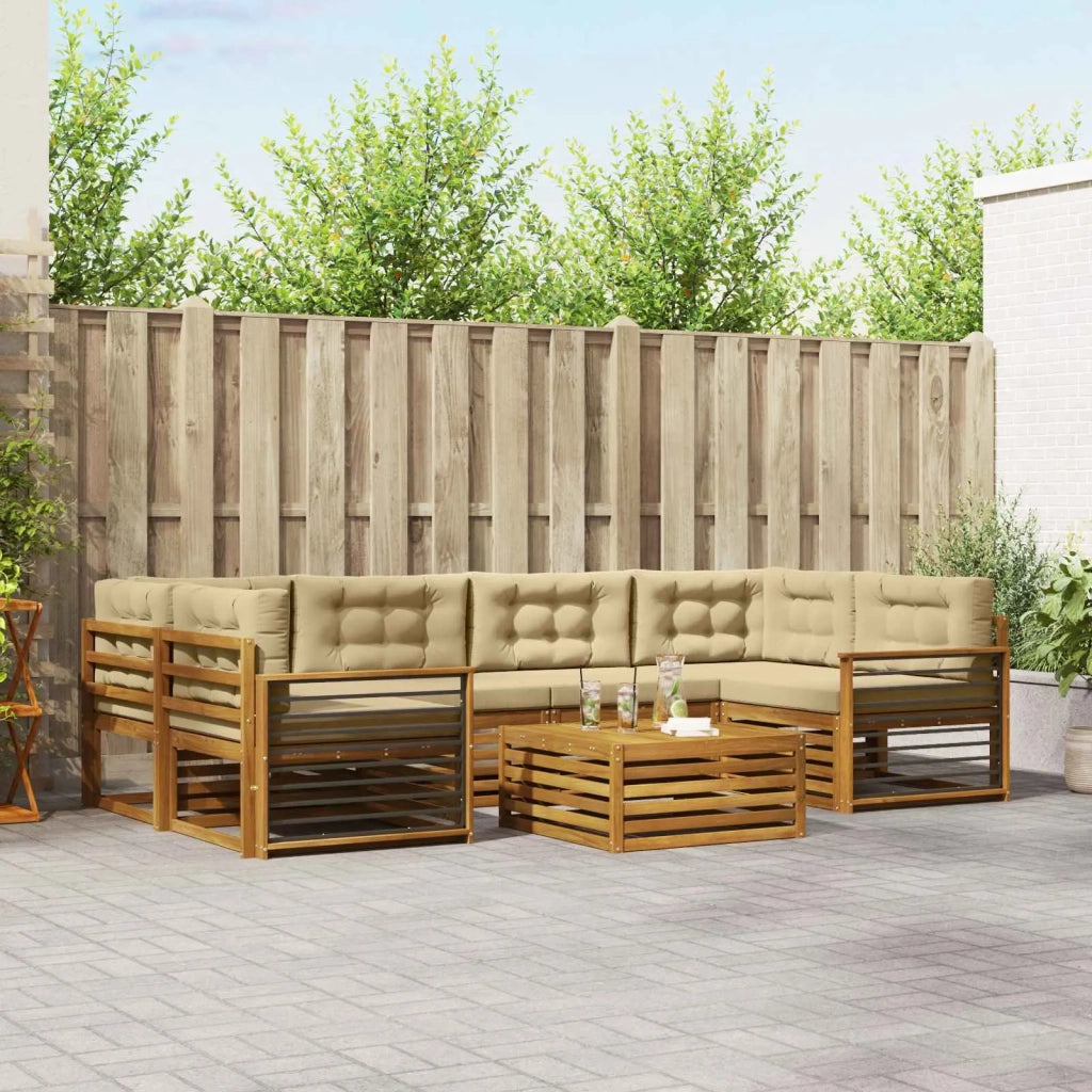 Set di divani da esterno con cuscino 7 pcs Naturale e Beige