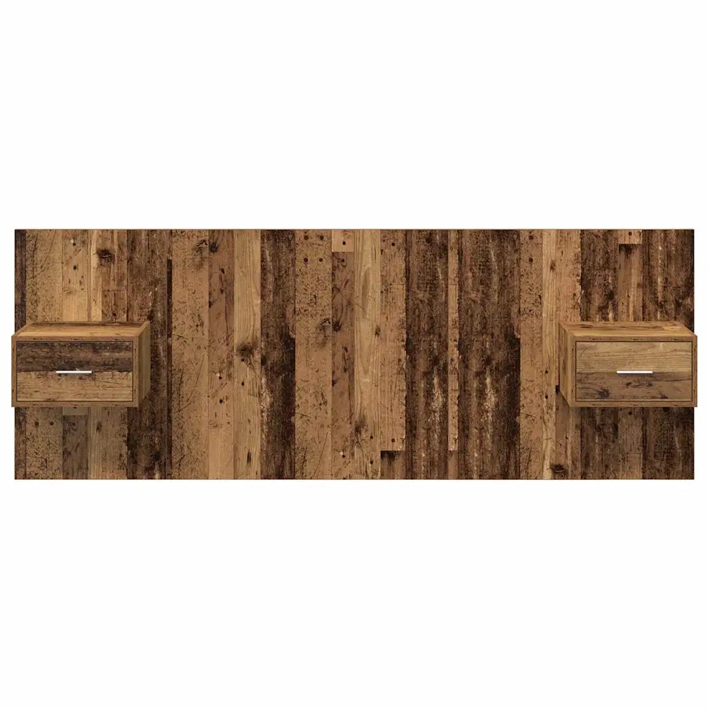 Testiera | Testata con Comodino 3 pcs Legno vecchio Legno multistrato