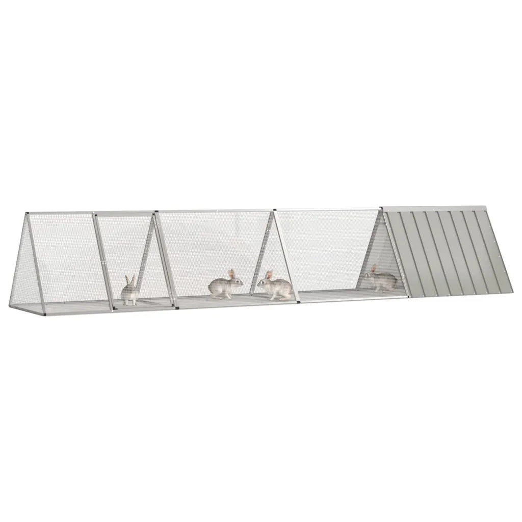 Gabbia per Conigli grigio 403,5x80,5x71 cm Acciaio Zincato
