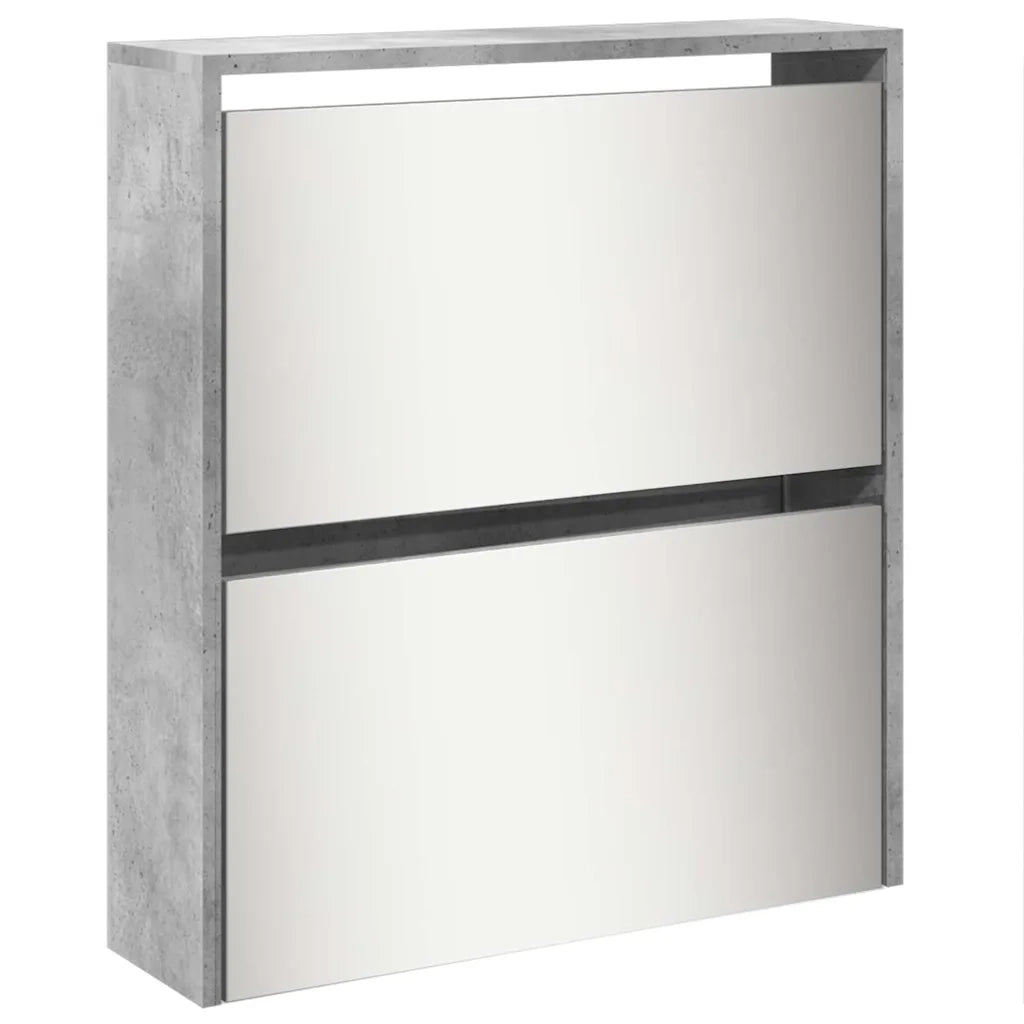Scarpiera | Mobile per scarpe con Specchio a 5 Livelli Grigio Cemento 63x17x169,5cm