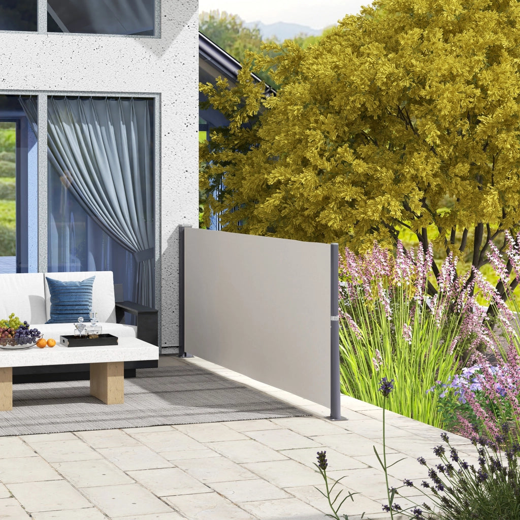 Paravento retrattile 3x1 m ¨C zephmum ¨C grigio, alluminio, poliestere 180 g/m2