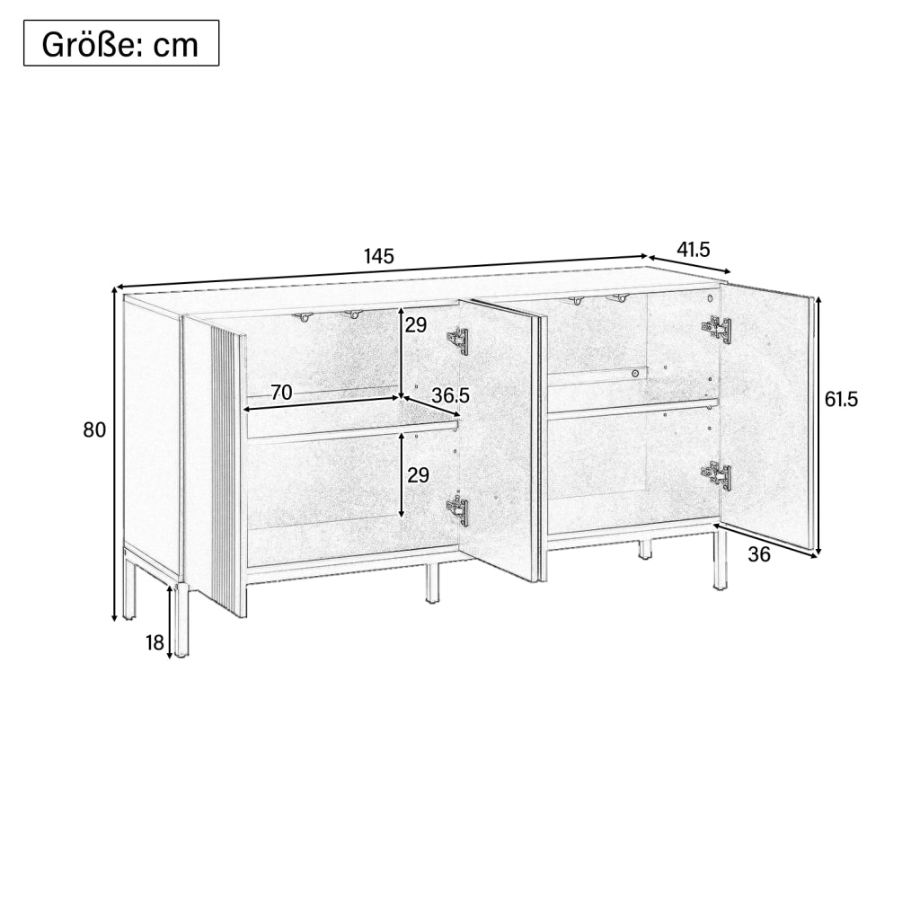 Credenza 4 Ante Moderna ¨C Xylo ¨C Nero, Soggiorno e Cucina