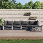 Set Salotto da Giardino 5 pz con Cuscini in Acciaio Bianco 3186856