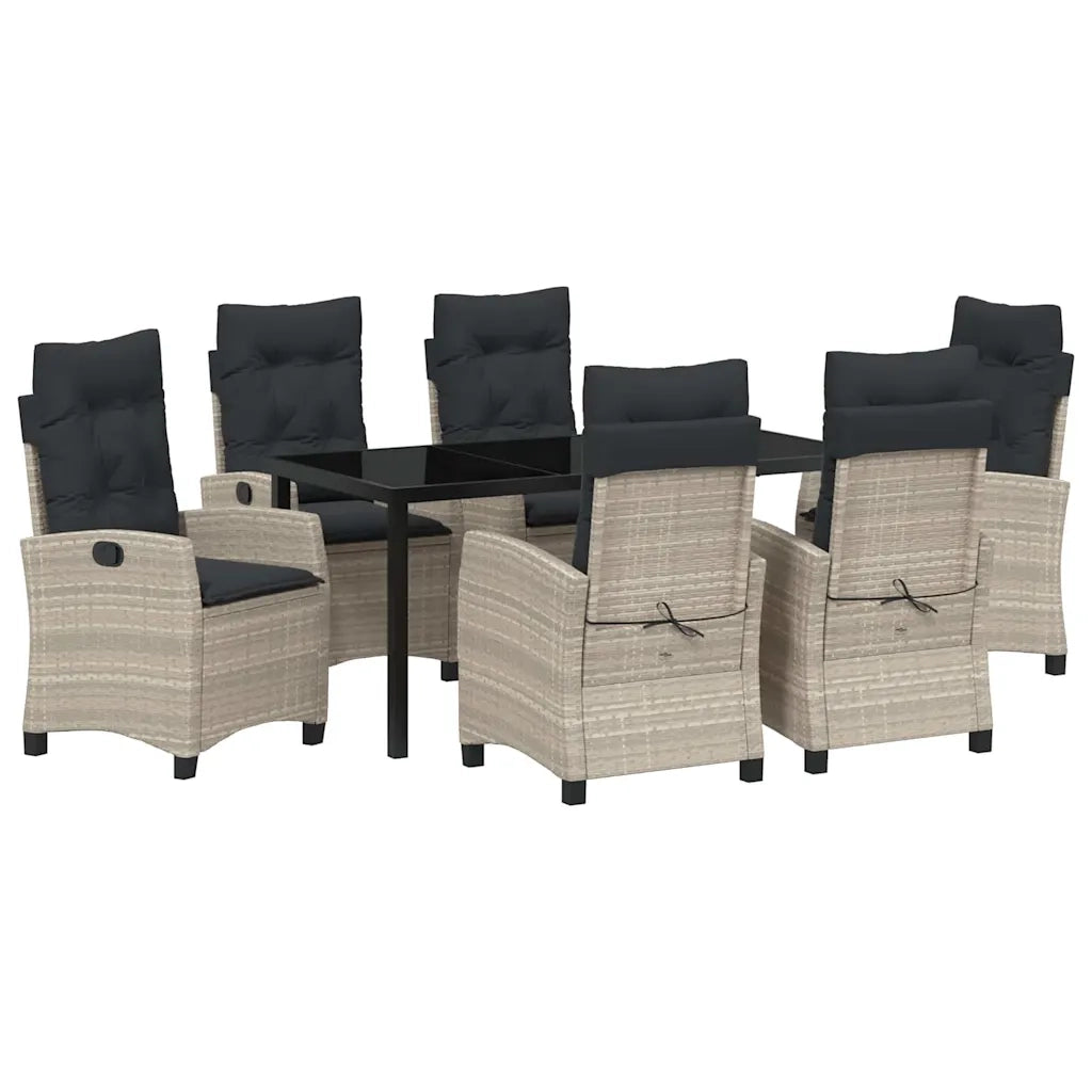 Set da Pranzo per Giardino 7 pcs Grigio chiaro polyrattan 3380411