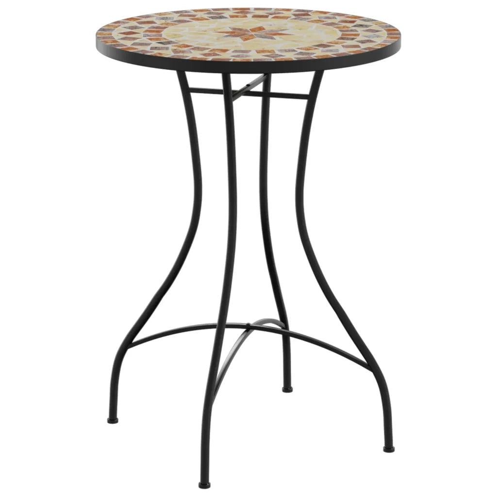 Tavolino da Giardino | Tavolino Bistrot con Mosaico Terracotta e Bianco Ceramica