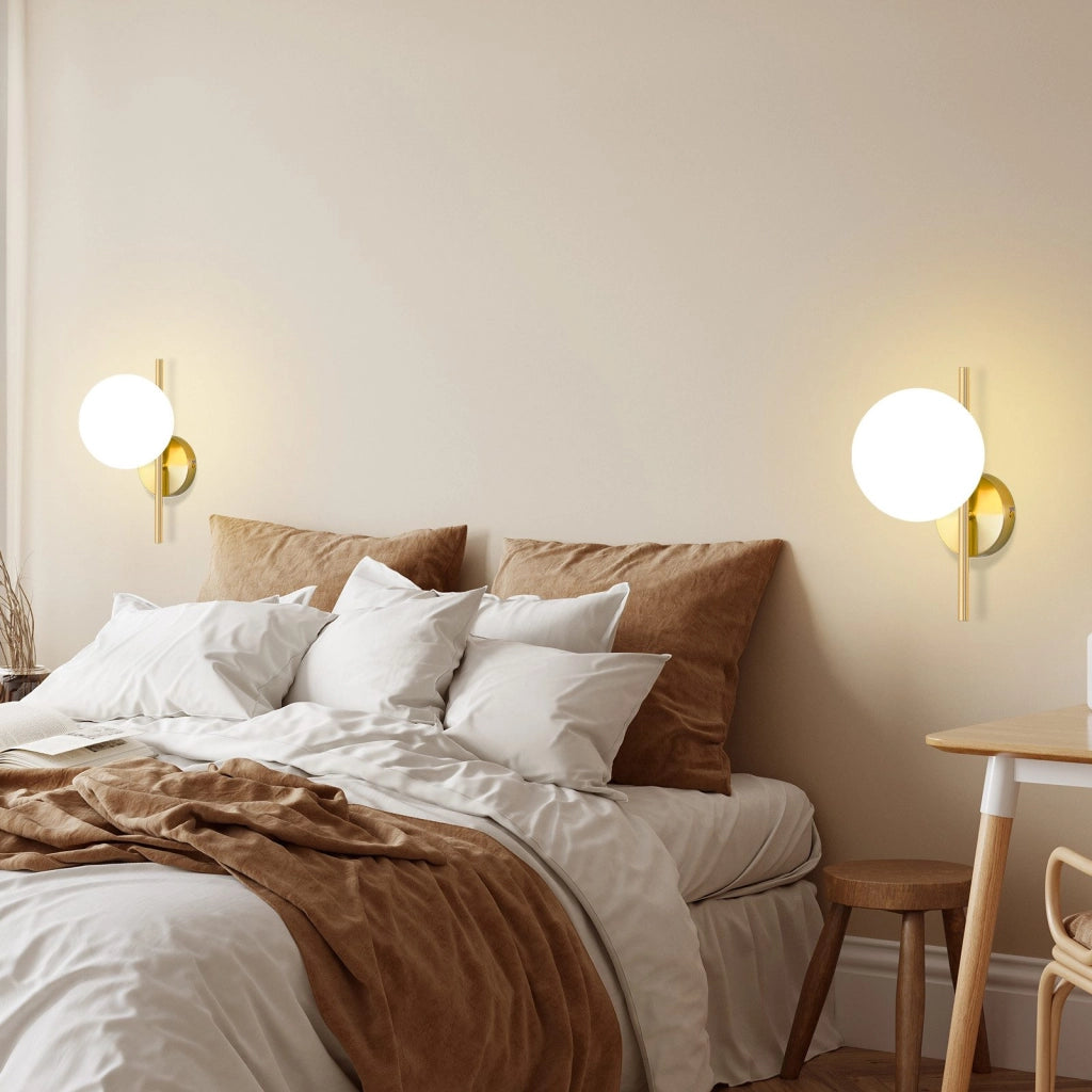 ZMH Applique da parete moderna per interni lampada da parete in oro con paralume in vetro E27 camera da letto corridoio