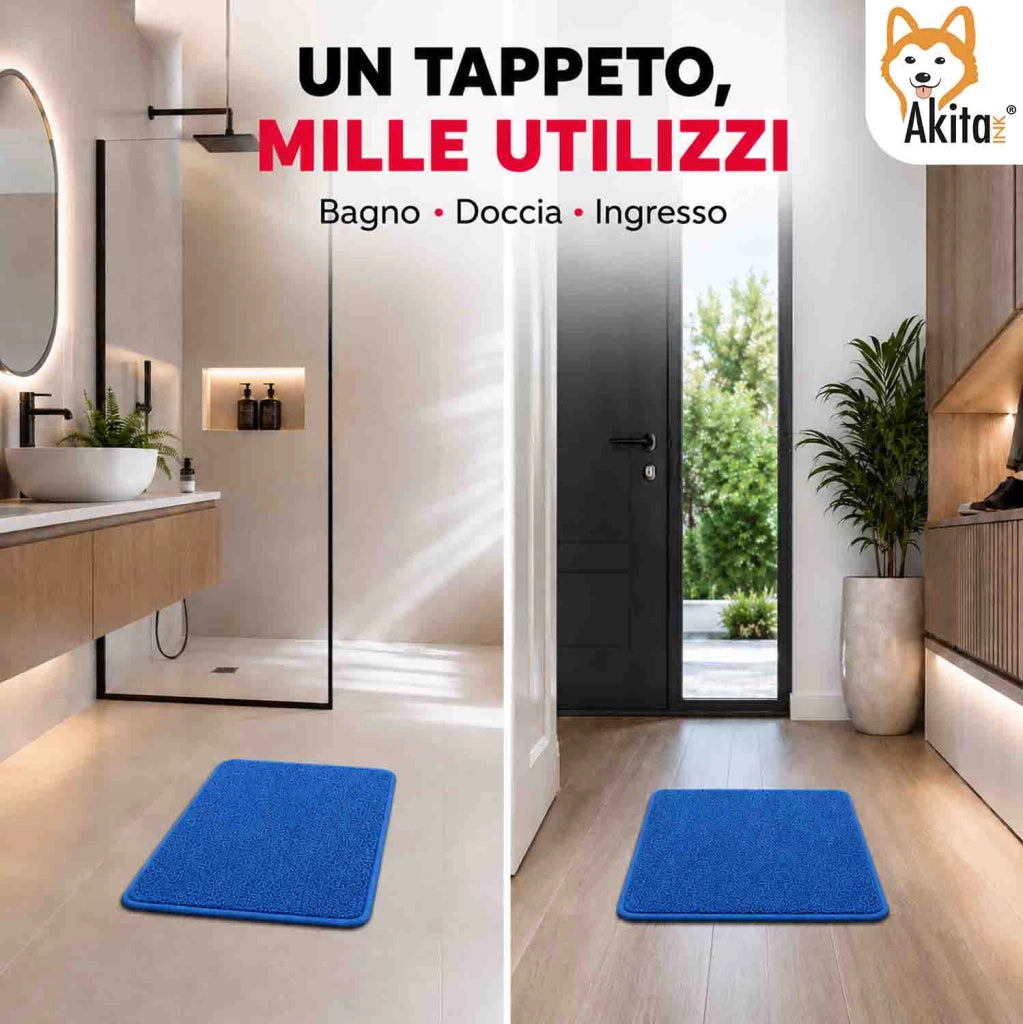 Akitaink Tappeto Multiuso in Microfibra 40x60 cm Blu