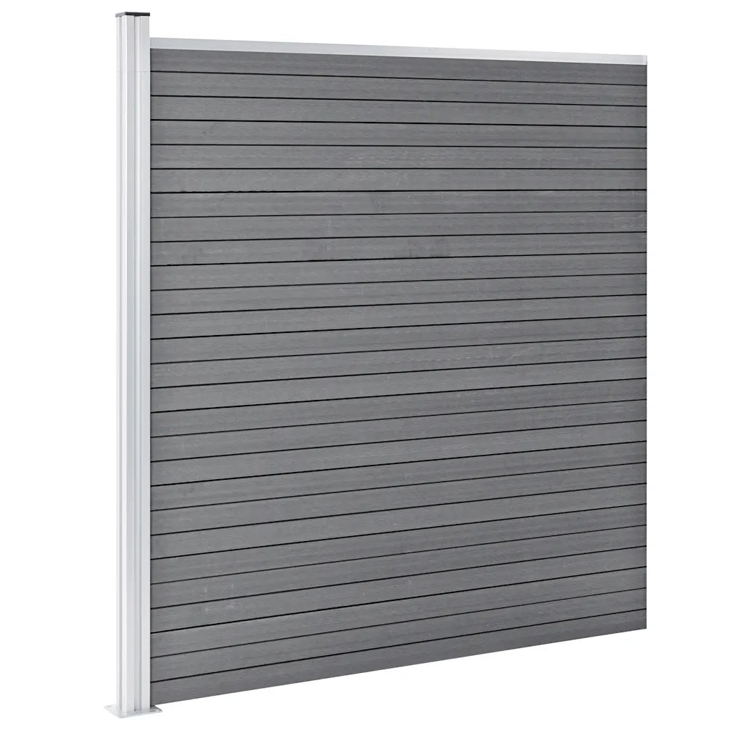 Pannelli Recinzione WPC 3 Quadrati 1 Inclinato 619x186 cm Grigi cod mxl 7339