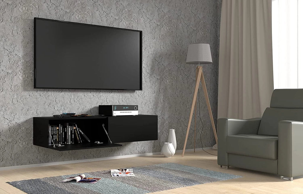 MOBILE TV PORTA TV STAND TV SOGGIORNO BINGO 140x40x30cm NERO OPACO