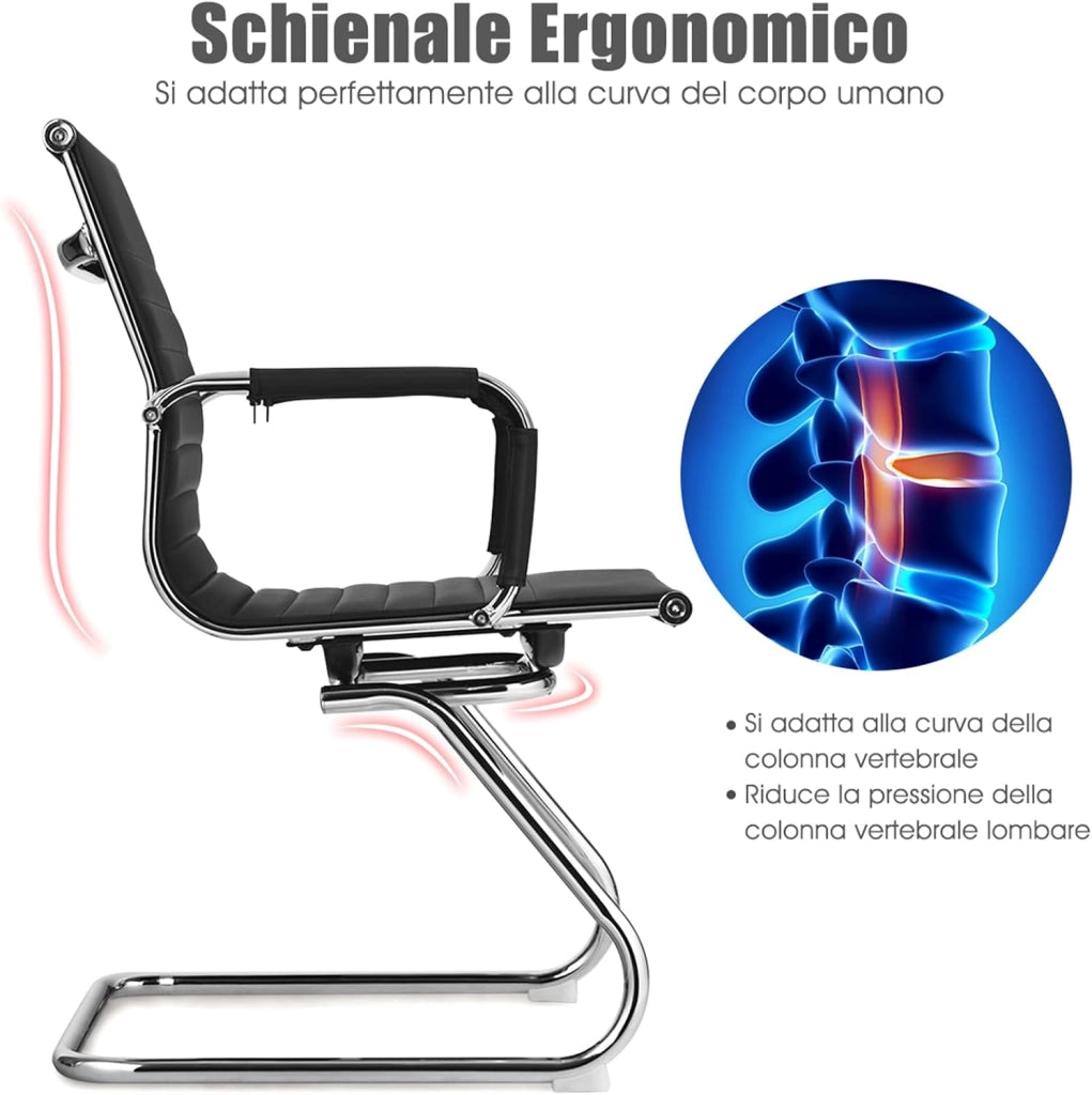 Set di 2 Sedie da Ufficio Ergonomica, Sedie per Sala d'Attesa, Sedia da Conferenza, Poltrona Ufficio con Braccioli, Sedia da Ricevimento Moderne, per Scrivania Sala Riunioni, Portata 120 kg