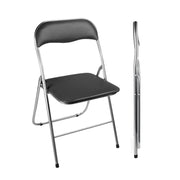 SET 6 SEDIE PIEGHEVOLI IMBOTTITE NERO, 44X45X78H CM, SEDUTA COMODA, PORTATILE, STRUTTURA IN METALLO, SLIM, SALVASPAZIO, RESISTENTE