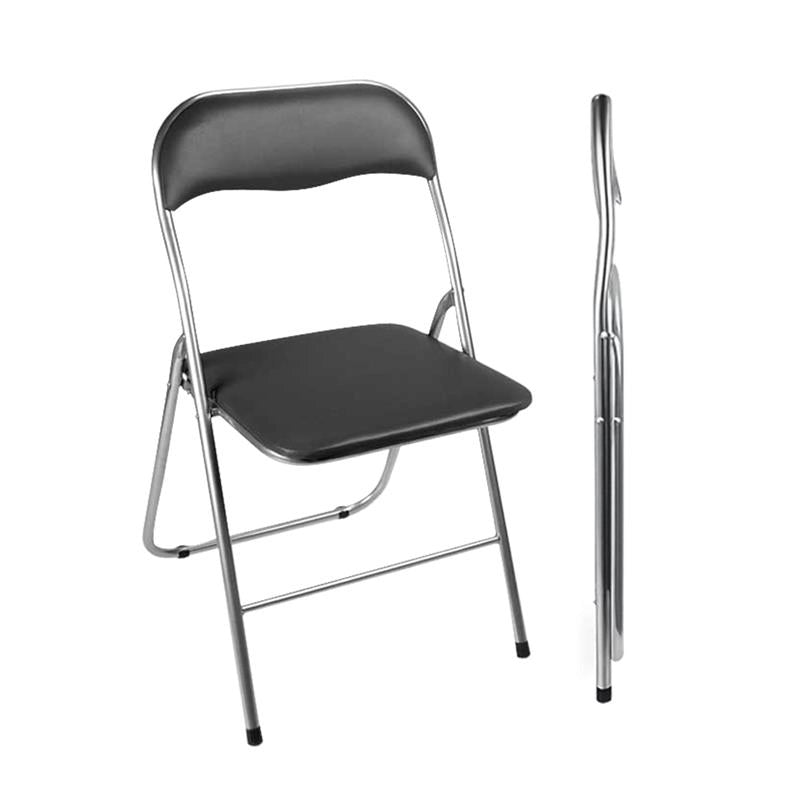 SET 6 SEDIE PIEGHEVOLI IMBOTTITE NERO, 44X45X78H CM, SEDUTA COMODA, PORTATILE, STRUTTURA IN METALLO, SLIM, SALVASPAZIO, RESISTENTE