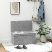 PANCA CONTENITORE PIEGHEVOLE CON SCHIENALE E VANO DA 77L, RIVESTIMENTO IN TESSUTO, 76X50X73 CM, GRIGIO