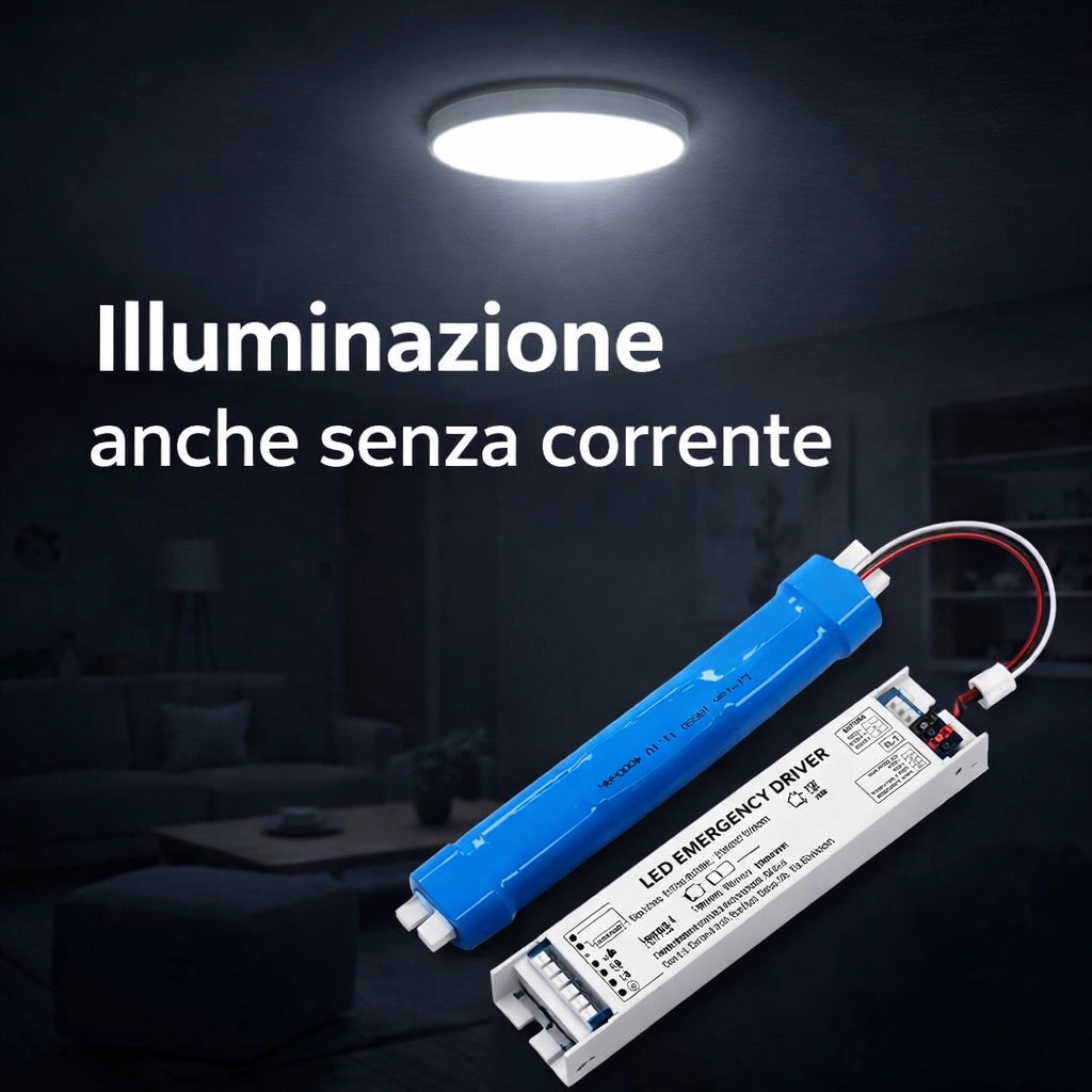 Kit Emergenza 3-80W con Batteria 11.1V 4000mAh, Driver Emergenza per Lampade LED AC 220-265V, Autonomia fino a 300 Minuti, Modulo Backup per Plafoniere e Pannelli LED