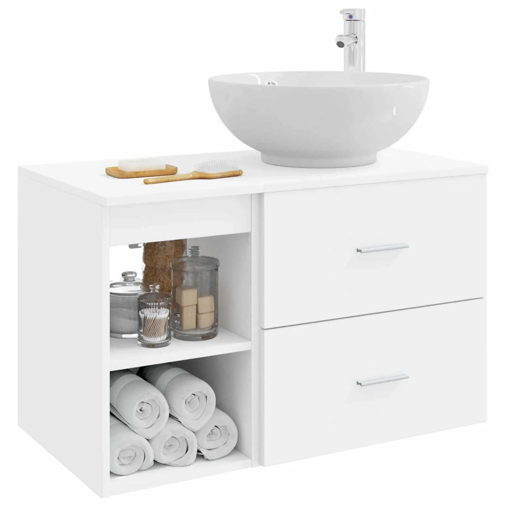 Set di mobili per il bagno 2 pcs Bianco Legno ingegnerizzato 3403912