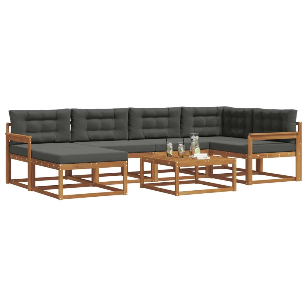 Set di divani da esterno con cuscino 7 pcs Naturale e Antracite 3367850