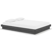 Letto matrimoniale | Letto per adulti | Giroletto Grigio in Legno Massello 135x190 cm Double