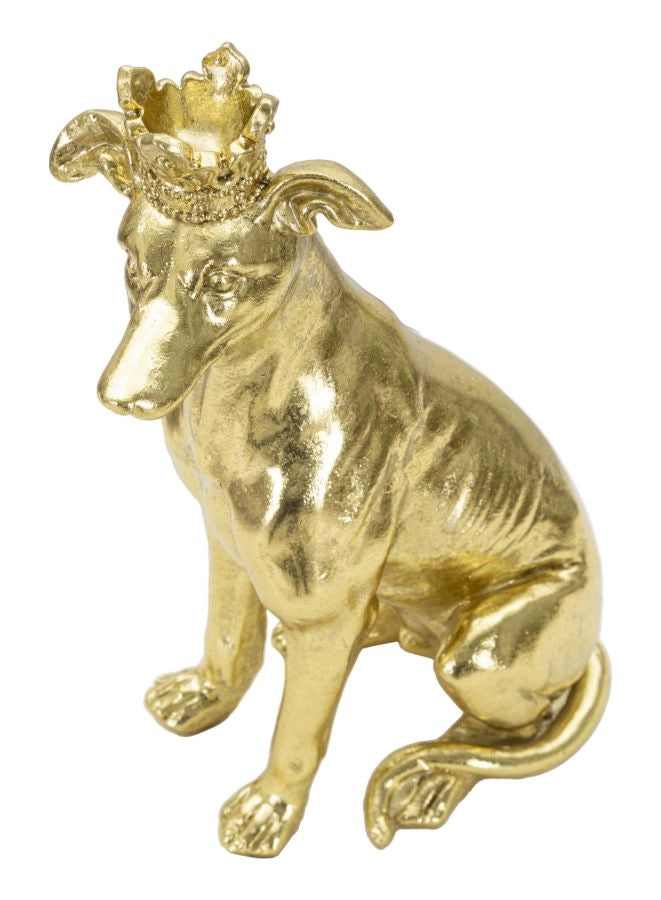 Statuetta decorativa cane seduto con corona dorata - REX