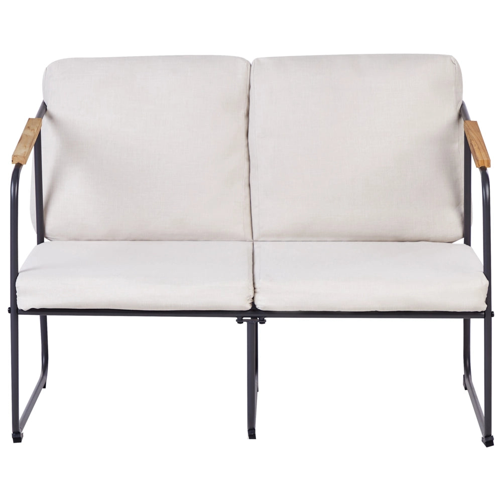 Set da giardino 4 posti in acciaio con tavolo beige chiaro stile industriale