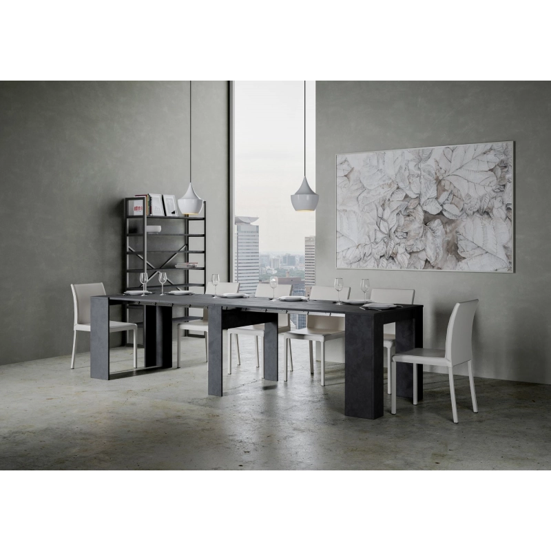 Consolle allungabile 90x48/296 cm Venus - Antracite Spatolato