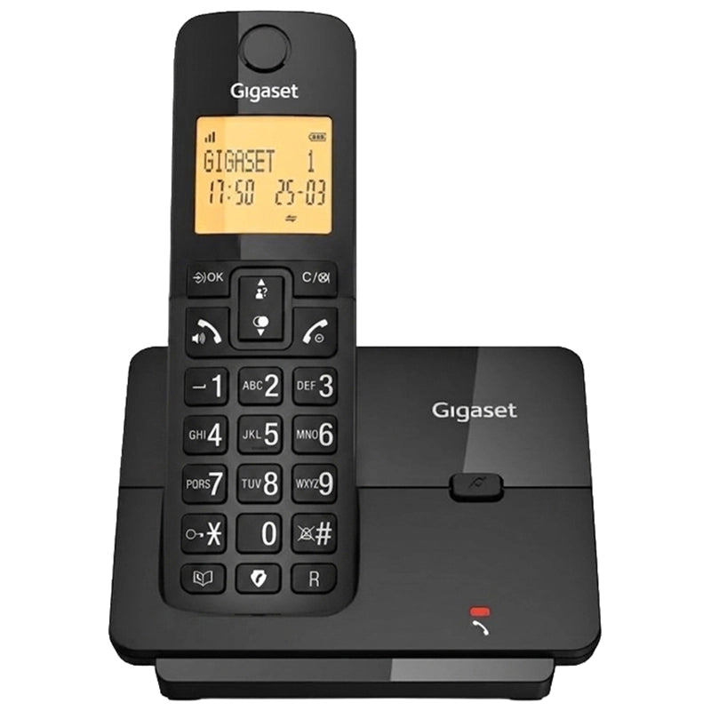 GIGASET ESSENTIAL 300 BLACK - TELEFONO CORDLESS SINGOLO - VIVAVOCE - RUBRICA 60 NUM