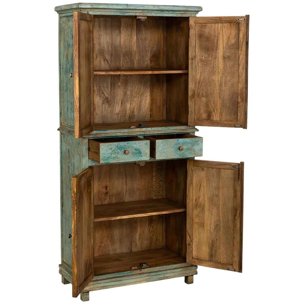 Armadio artigianale in legno turchese 85x40x180h cm