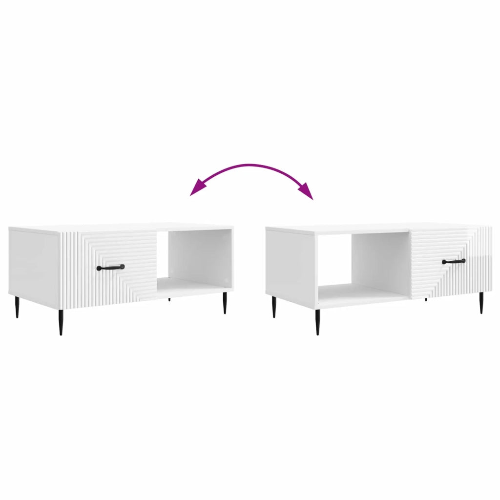 Tavolino da salotto Bianco Lucido 90 x 50 x 40 cm