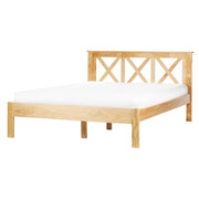 Letto in marrone chiaro con Rete a Doghe Design Elegante 140 x 200 cm