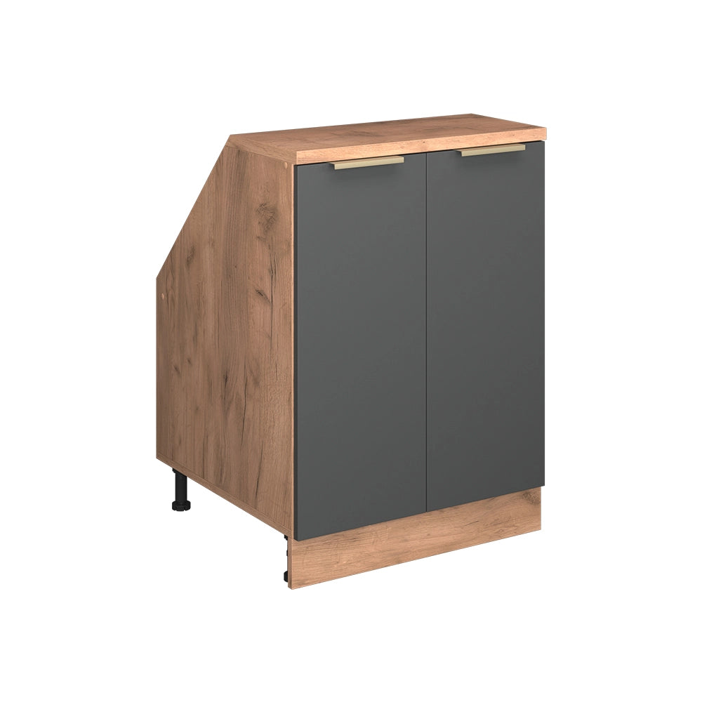 Mobile sottotetto Rion Antracite-oro/Rovere dorato 60 x 83.8 cm con 2 porte, carcassa 60 cm profondità Vicco