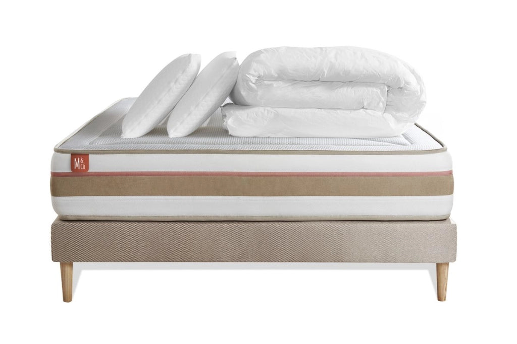 Pacchetto letto completo - Materasso 200x200cm + Box spring con doghe (kit) + 2 cuscini + Piumino - Le Tendre