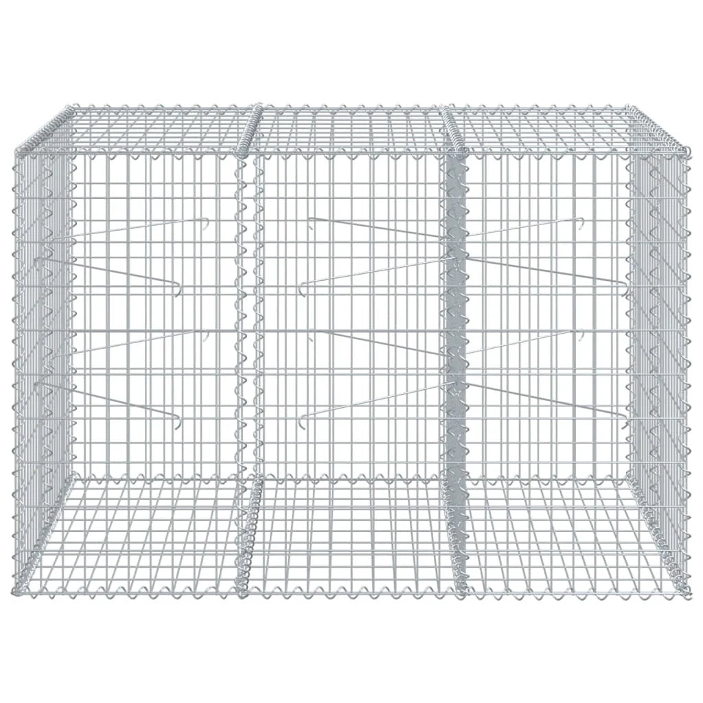 Gabbione recinto a gabbia muro di contenimento con coperchio 150 x 100 x 100 cm ferro zincato argento 02_0040137