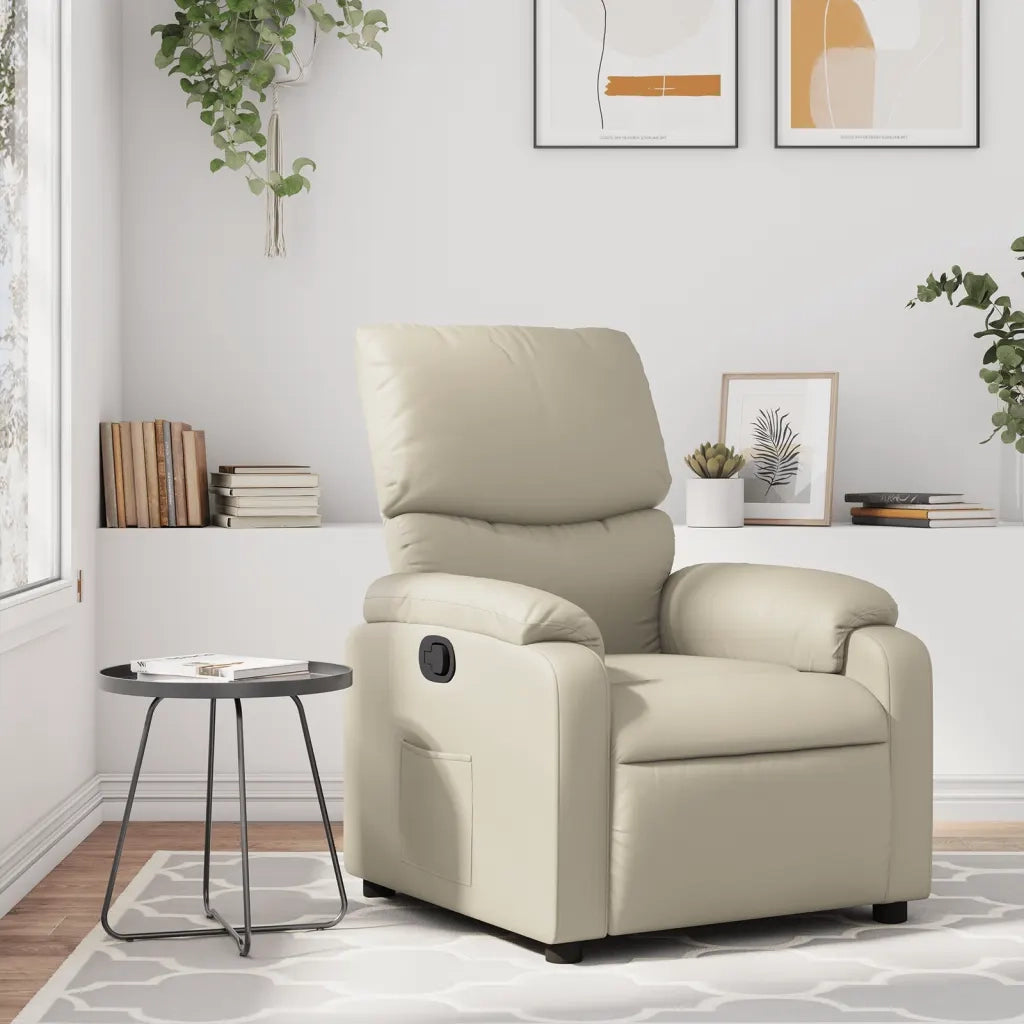 Divano Sedia-Poltrona Reclinabile Crema in Similpelle 294104