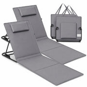 Set Lettini Prendisole Doppio Pieghevoli Con Schienale Reclinabile 4 Posizioni Tasca Portaoggetti Cuscino Poggiatesta Per Spiaggia Piscina Campeggio Giardino 158 X 55 X 52 Cm Grigio