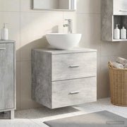 Mobiletto con Lavabo a Parete Grigio Cemento 49,5 x 35 x 63 cm 890257