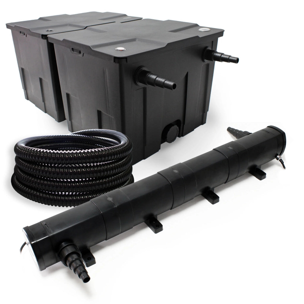 Set Biofiltro per laghetto 60000l Chiarificatore UVC 72W Tubo 5 m