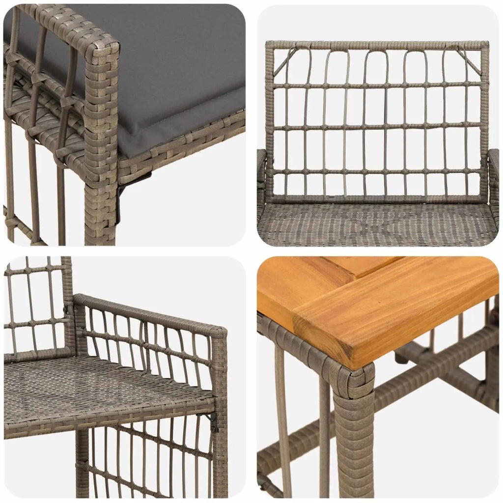 Set di Mobili da Esterno 3 pcs Nero e Grigio scuro